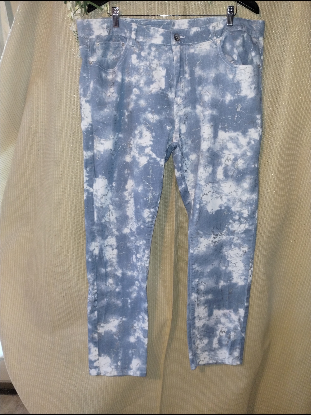 Skinny Tie-Dye Blue & White Men's Jeans